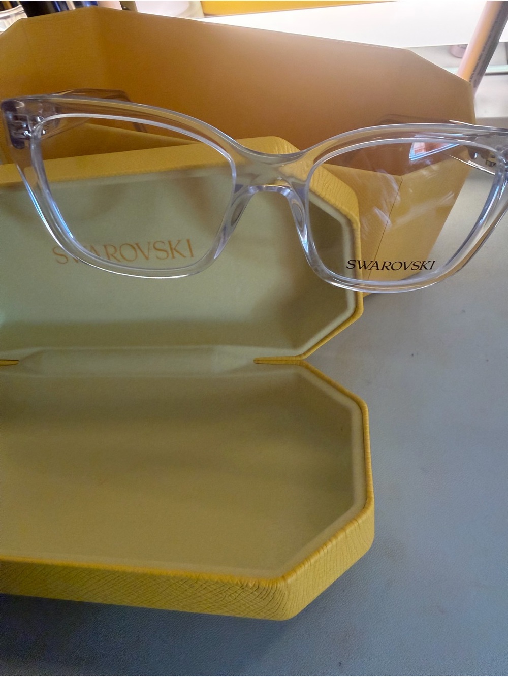 Swarovski Clear Frame Glasses with Yellow Case - Picture 2 of 7